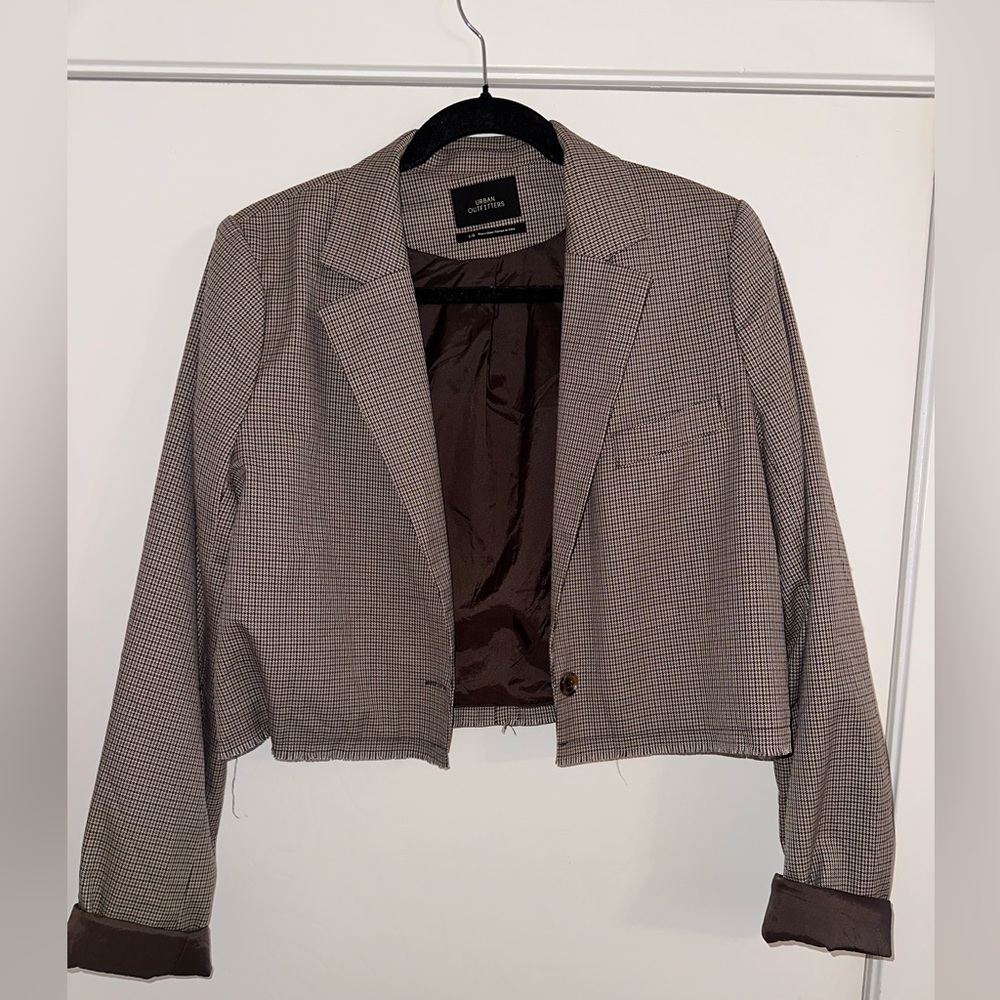 Urban Outfitters Brown Checkered Blazer